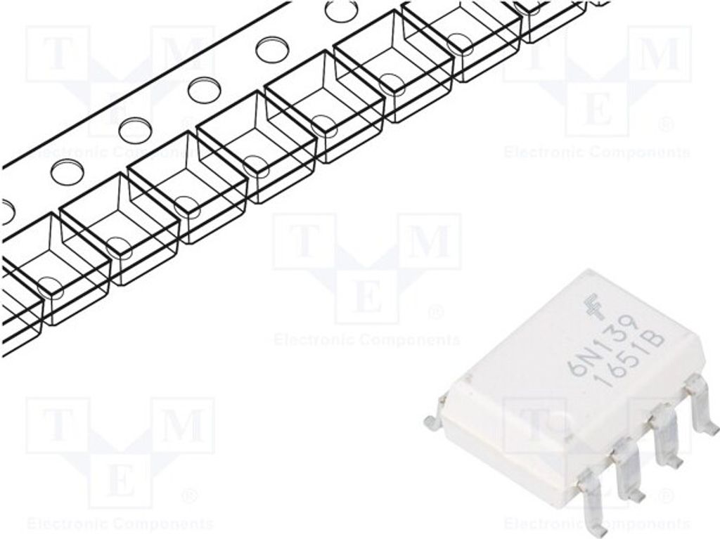 1x Optokoppler Aus: Darlington Schaltung SMD Kanäle: 1 5kV 6N139SM Optokoppler -