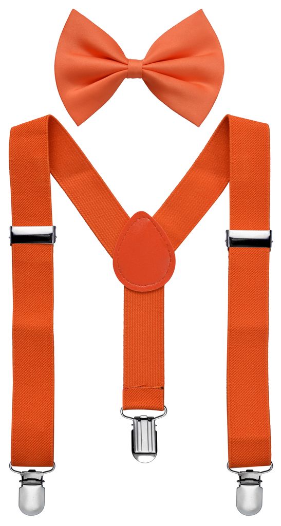 Kinder Hosentraeger Fliege Set Orange Produktbild 