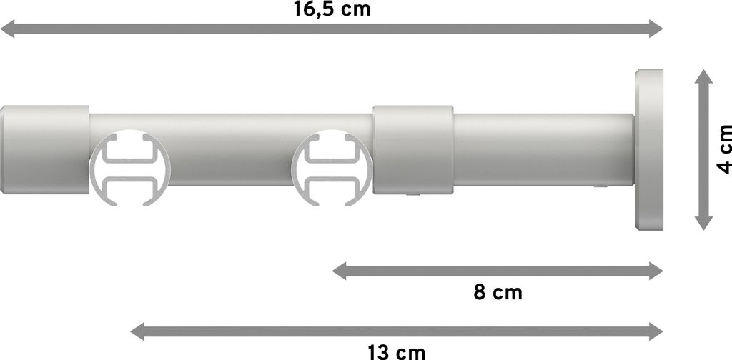 Interdeco Innenlaufstange / Gardinenstange mit Innenlauf Schwarz / Weiß, Typ Prestige Elanto (Rillenzylinder), 20 mm Ø 2-läufig, 440 cm