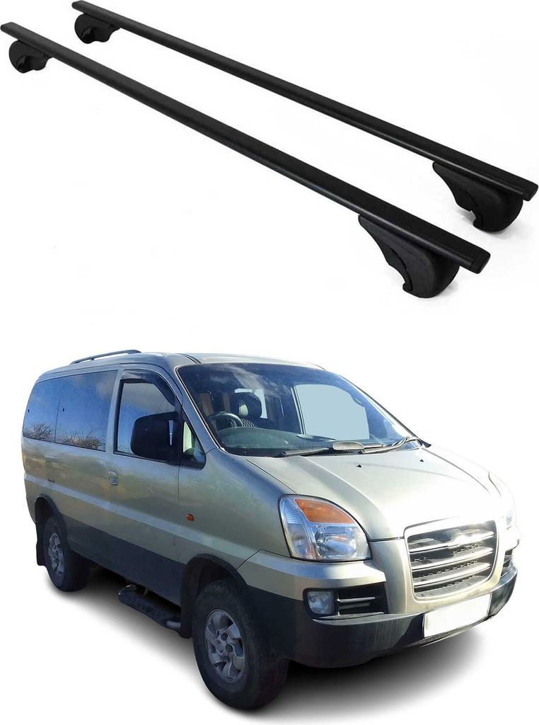 Dachträger Gepäckträger für Hyundai H-1 Starex 1997-2007 Metall Schwarz 2x