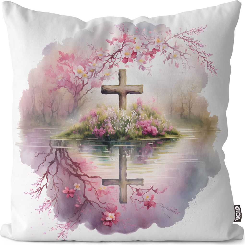 VOID Blumendekor Kreuz Karfreitag Kissenhülle Polyester Zierkissen Couchkissen Ostern Osterdeko Deko