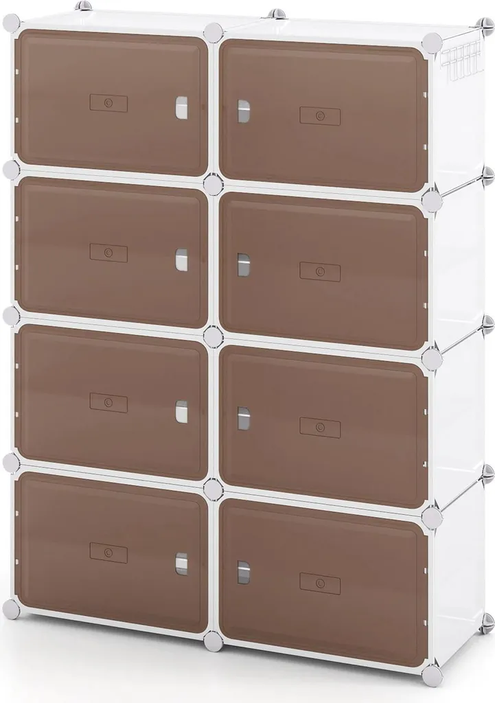 Grand Meuble à Chaussures - 32 Paires Blanc - Portes Magnétiques Bois