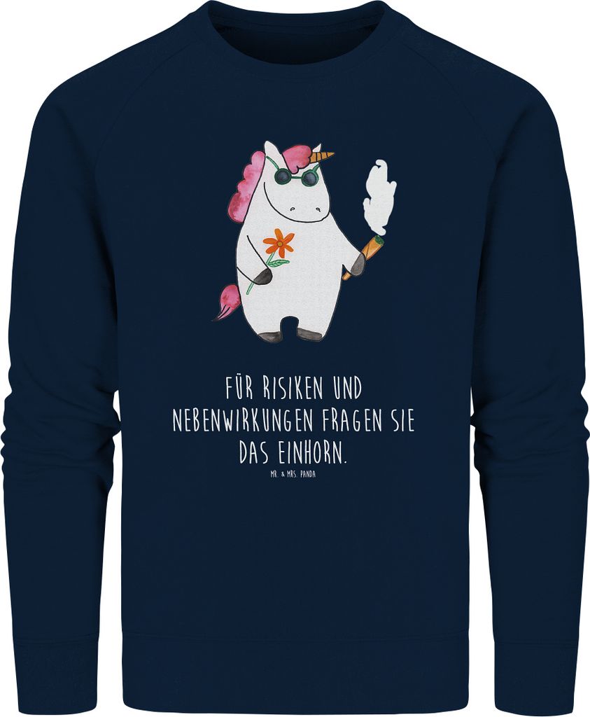 Mr. & Mrs. Panda Baumwoll Sweatshirt Einhorn Woodstock Größe XL - French Navy - Geschenk, Pullover, Alkohol, Sweater, Party, Nachhaltiger, Pulli,...