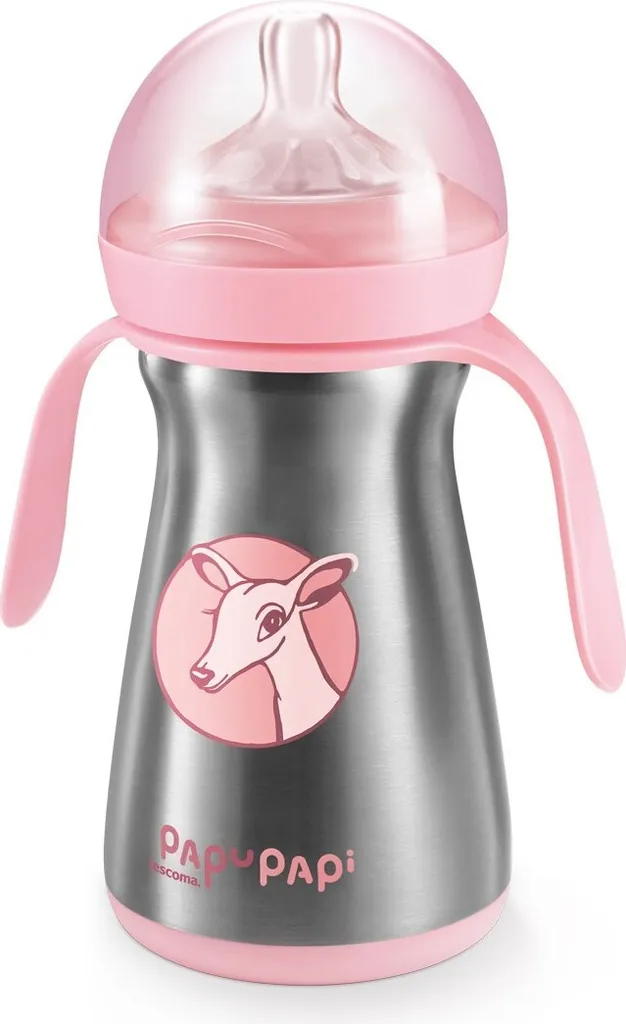 Bouteille Isolante Anti-Fuite 200 ml Rose PAPU PAPI : Fini le Lait Froid