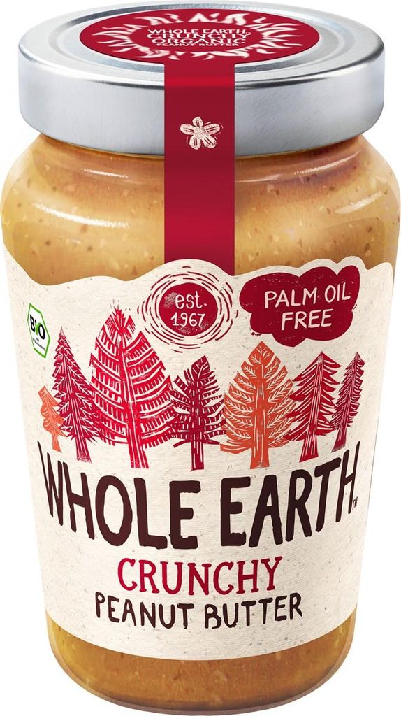 A jar of crunchy peanut butter.
