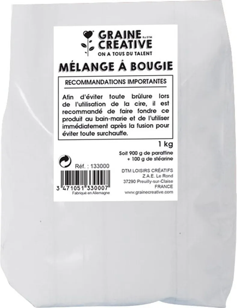 Cire pour bougies 1 kg pour loisirs créatifs - Kit recharge pour DIY