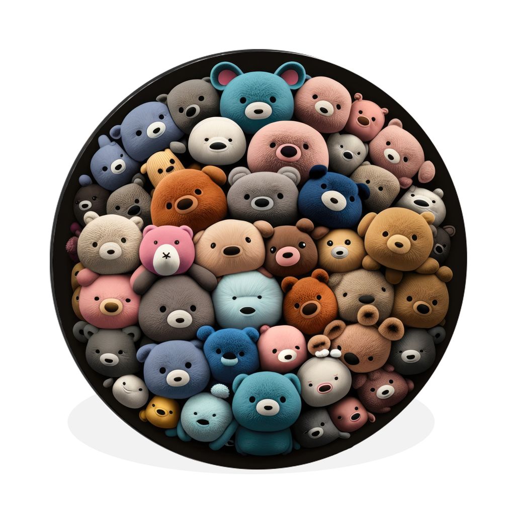 MuchoWow Aluminium Wandkreis Teddybär - Plüschtier - Tiere - Mädchen - Jungen Ø 60 cm Wanddeko Modern Wohnzimmer - Wand Kreis - Wandbild - Sc...