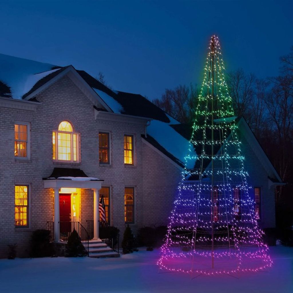 Twinkly Tree Pole LED Baum für Fahnenmast 1000 LED warmweiß und multicolor 6m schwarz