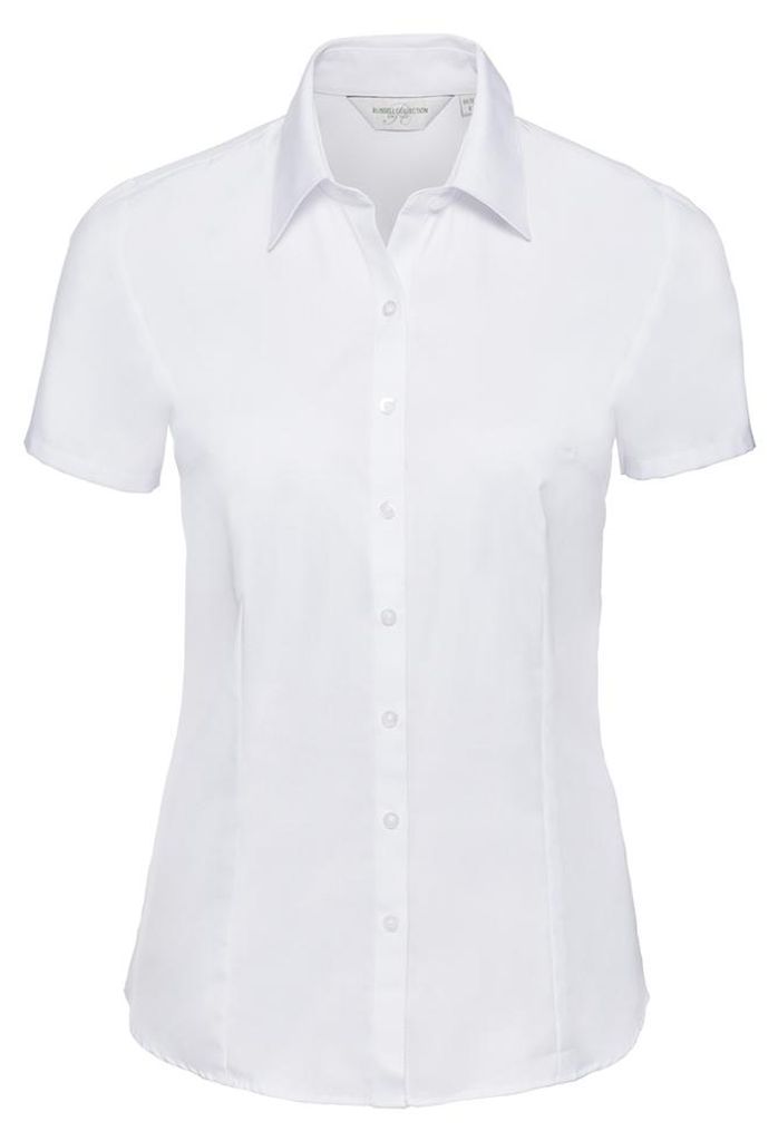 Russell Collection - Hemd für Damen kurzärmlig LT4771 (L) (Weiß)