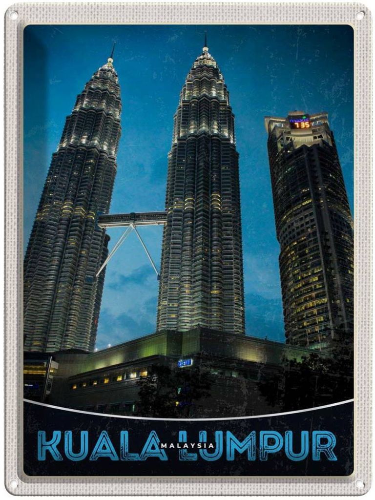 vianmo Blechschild 40x30 cm Kuala Lumpur Malaysia Wolkenkratzer Bildmotiv Reisemotiv Abenteuer Reisen Urlaub