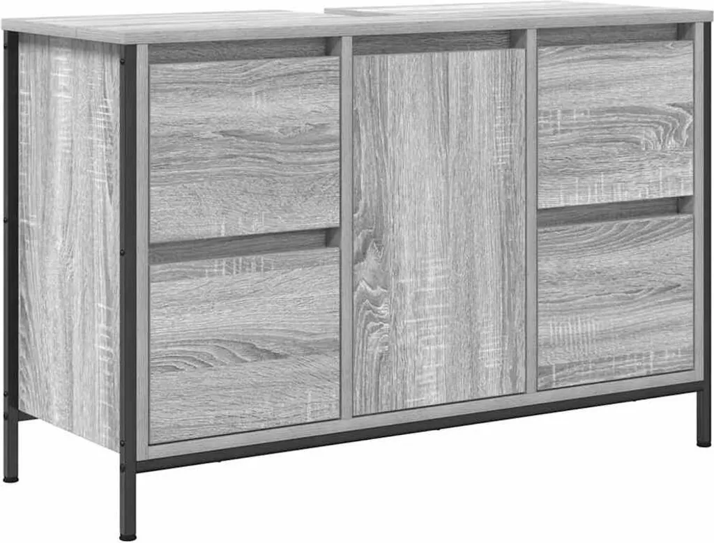 Offerta Mobile Bagno SYFAX 90cm Grigio Sonoma | Cassetti e Anta