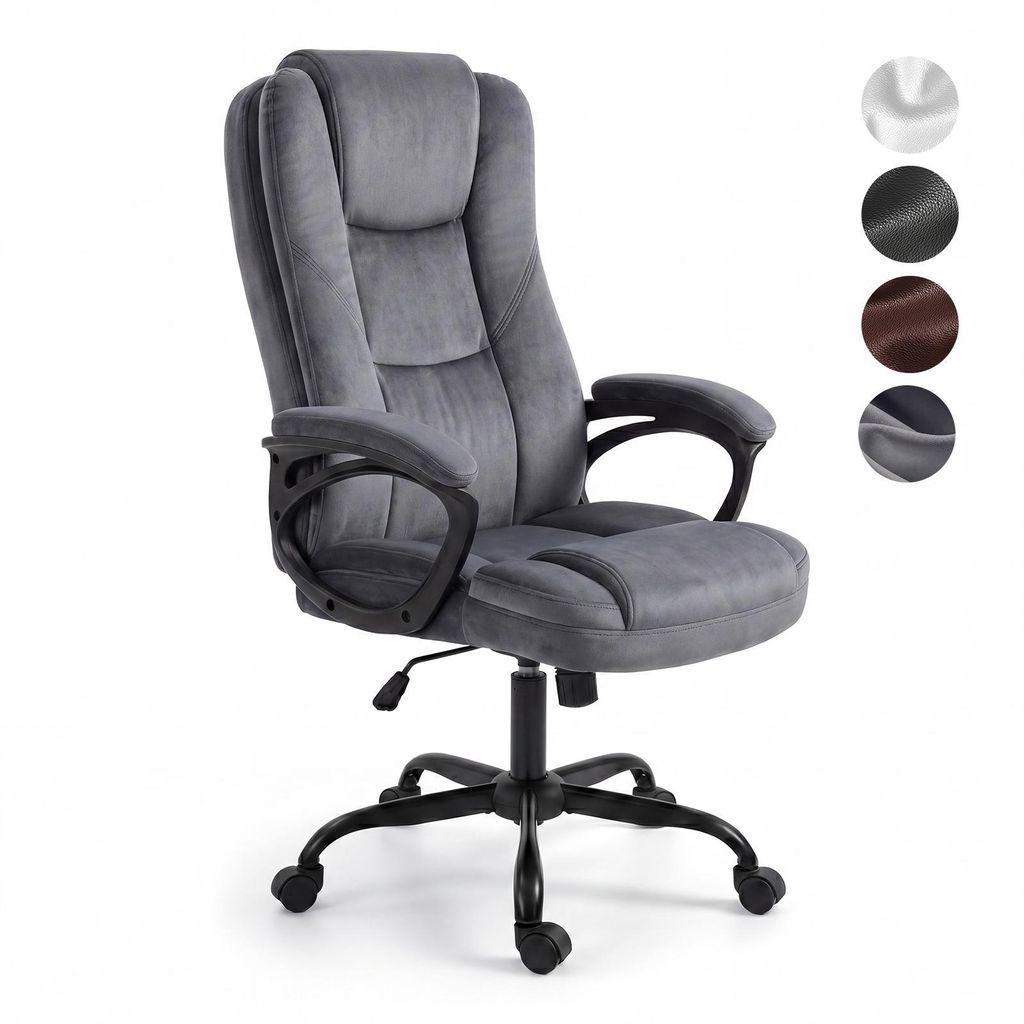 Ergonomischer Bürostuhl Chefsessel aus Velours, 14 cm Produktbild 