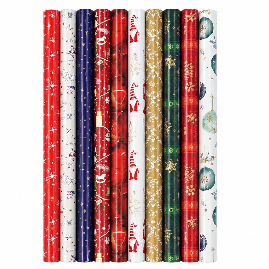 10 Rollen Geschenkpapier Weihnachten mit je 2 m x 0,70 m / Produktbild 