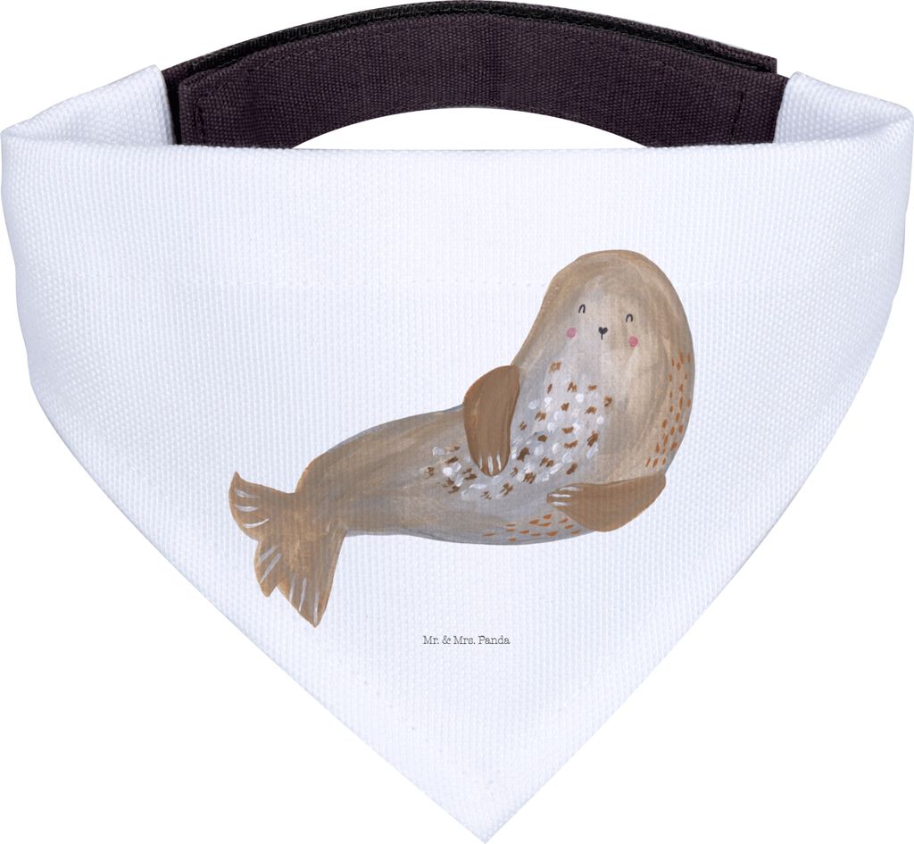 Mr. & Mrs. Panda Bandana Robbe Lachen - Weiß - Geschenk, Strand, Meerestier, Dreieckstuch, Halstuch Für Hunde, Seehund, Lustige Sprüche, Nordsee...