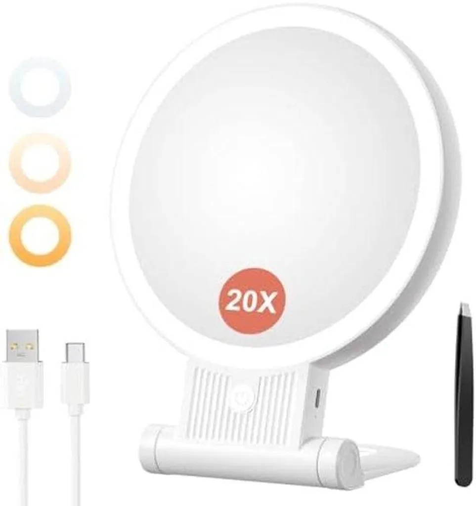 Miroir de maquillage éclairé LED avec grossissement x10 et variateur
