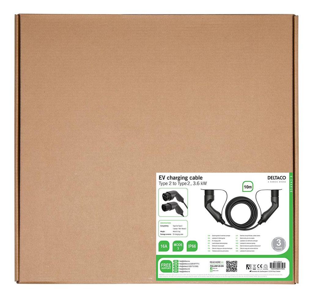 DELTACO e-Charge, Kabeltyp 2 - Typ 2, 1-phasig, 16A, 10M Produktbild 5
