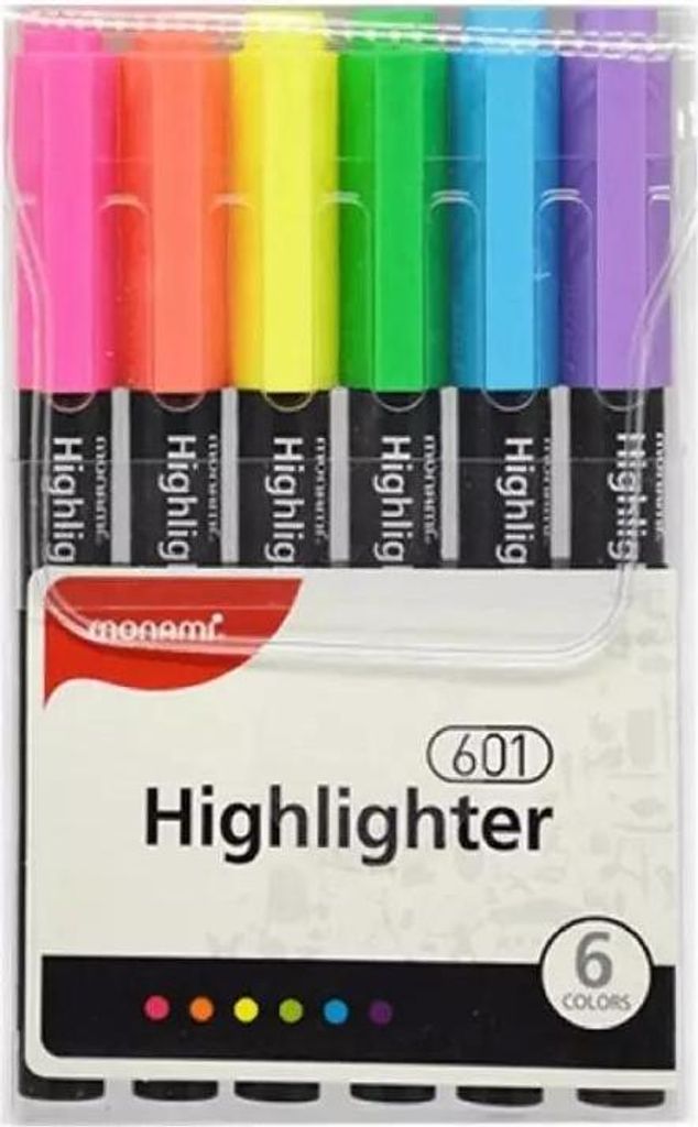 Monami dünner Textmarker 6 Stück fluo n601