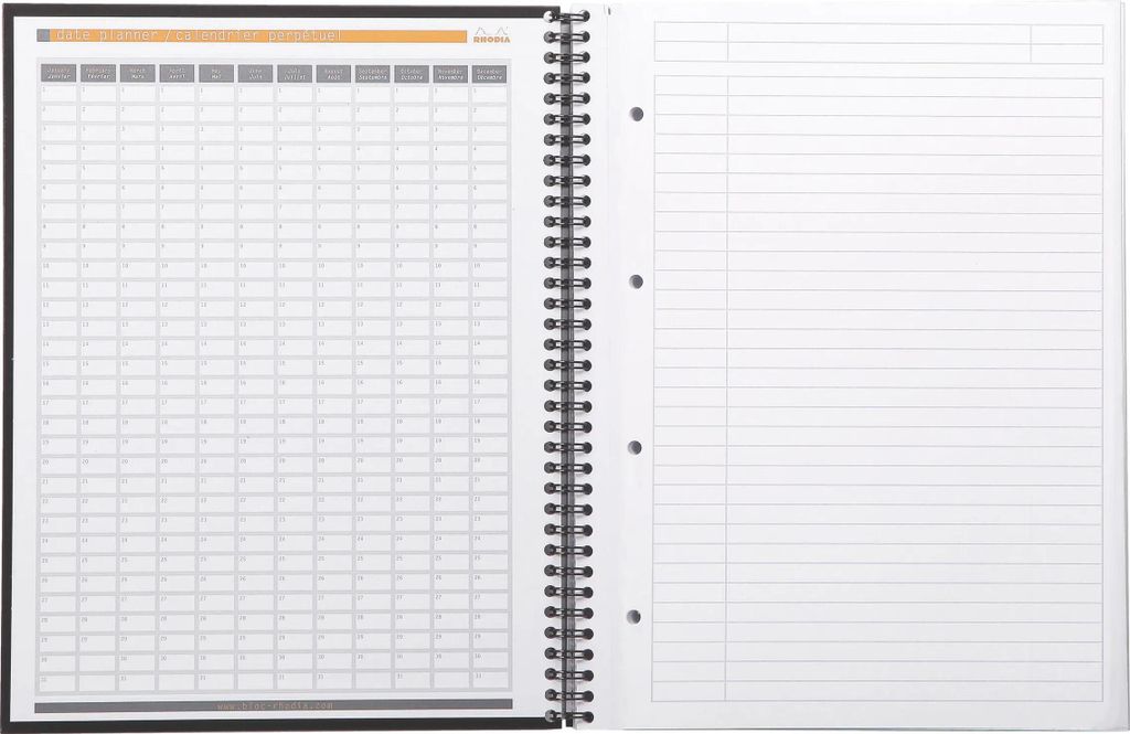 Rhodia 5x Notebook mit Doppelspirale A4+ 80 Blatt liniert 90g - Schwarz 191310C