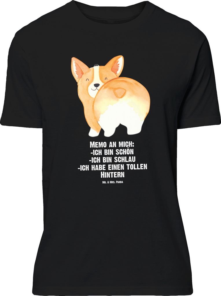 Mr. & Mrs. Panda Größe M T-Shirt Corgi Po - Schwarz - Geschenk, Spruch, Sprüche, Herren, Selbstliebe, mit, Hund, Tshirt, Positiv, Motivation, Shirt