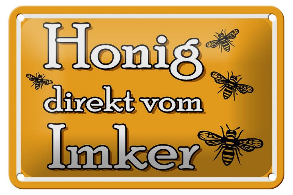 Blechschild Hinweis 18x12cm Honig direkt vom Imker Produktbild 