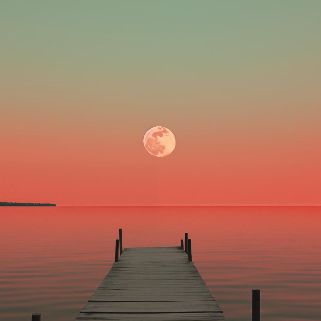 Plakat 50x50cm Mond über Wasser
