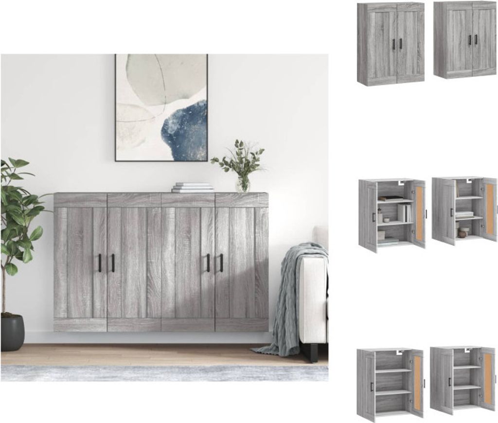 vidaXL Wandschränke 2 Stk. Grau Sonoma Holzwerkstoff - Sideboards