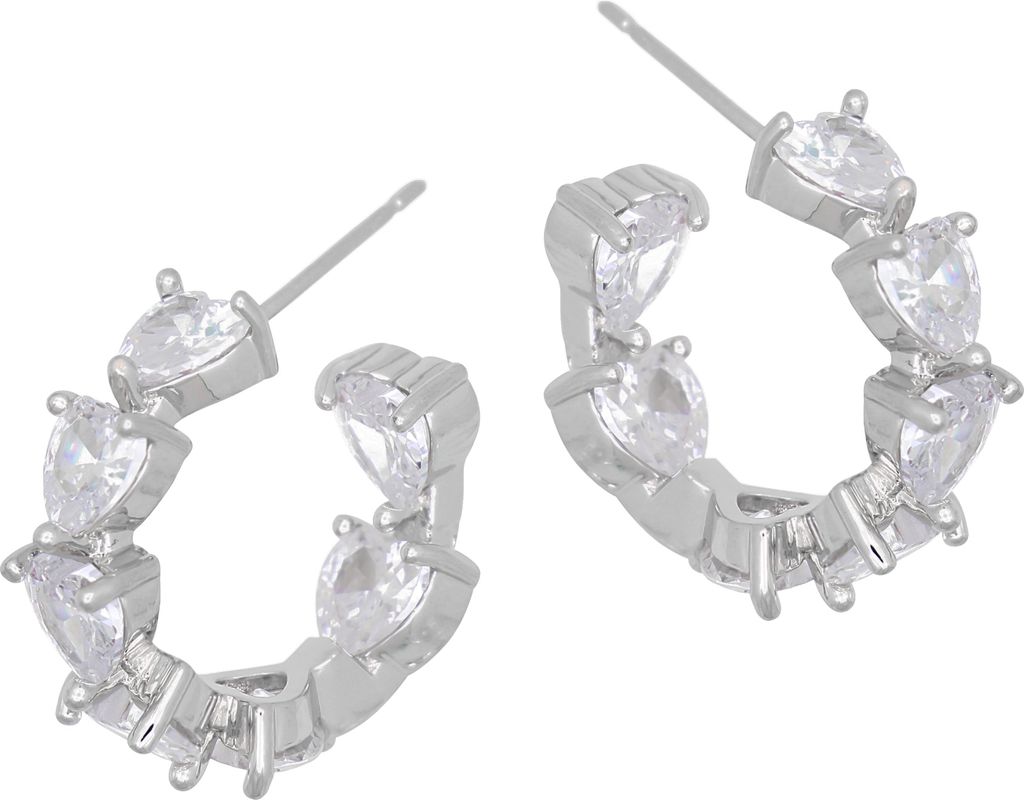 Fashionbox Steckcreolen Messing 1.8cm weiß Zirkonia weiß 449010010