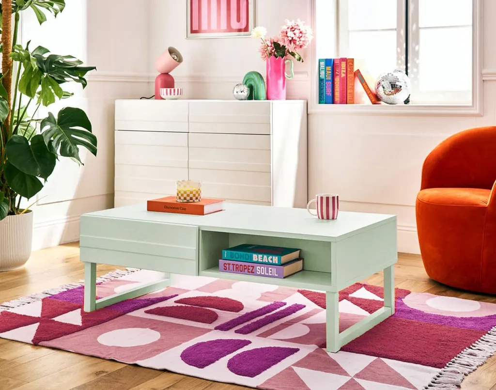 Table basse Sofia vert sauge 110 cm pour salon moderne avec rangement - 2