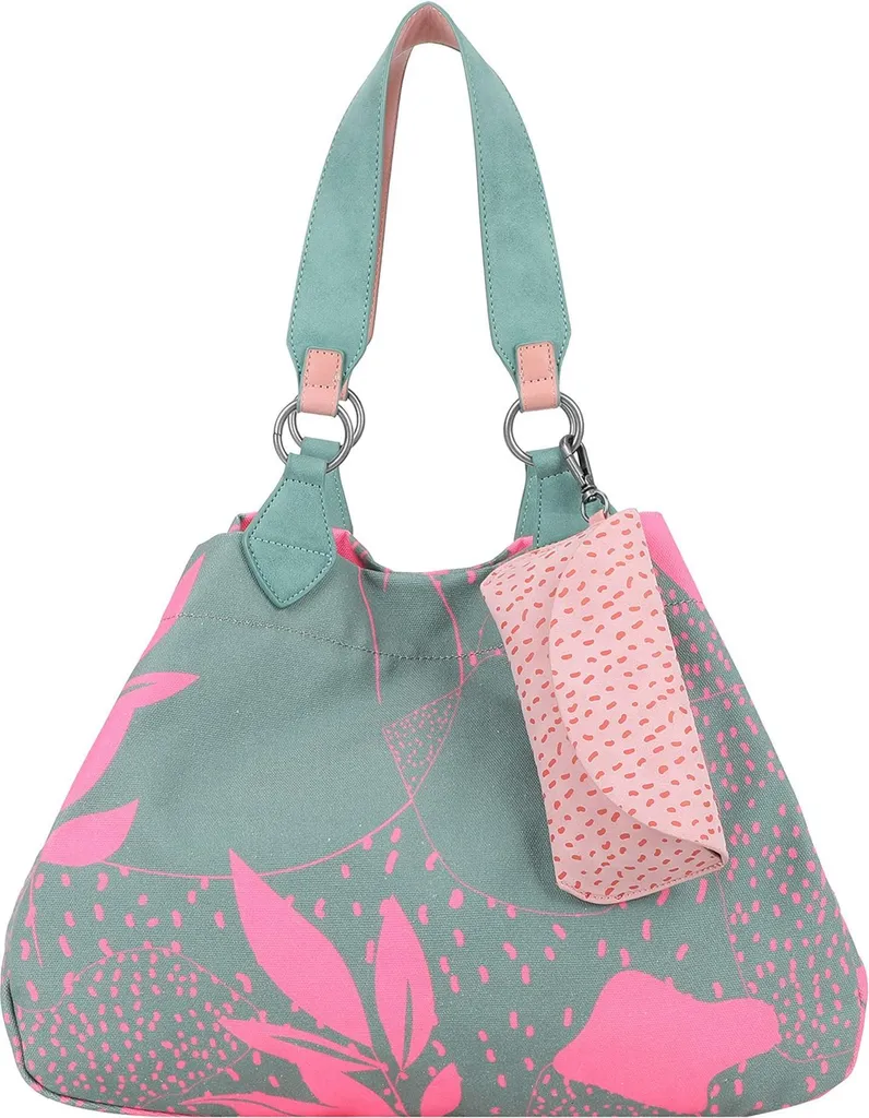 Fritzi aus Preußen Izzy Medium Canvas Bag Leaves Salbei Pink