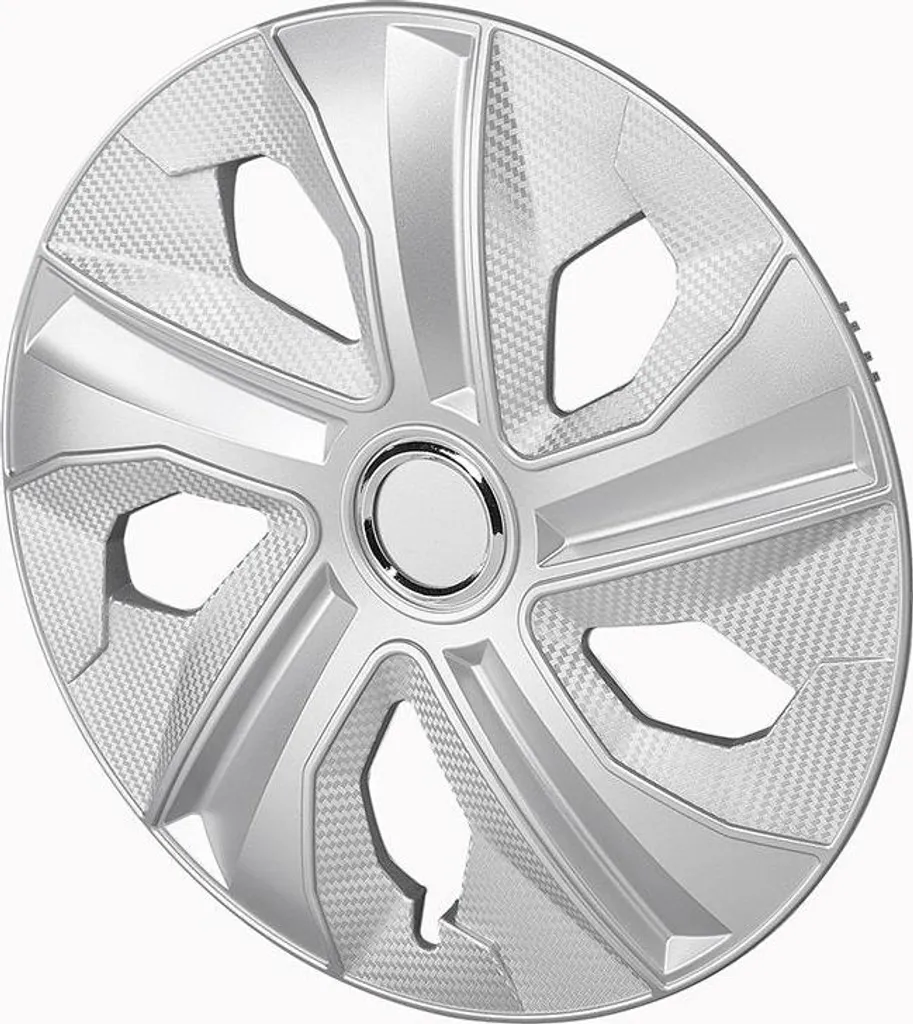 Enjoliveur de roue 15 pouces argent carbone avec anneau lunaire chrome