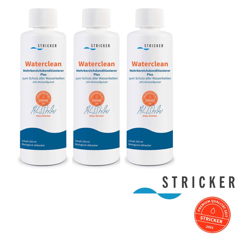 3x Waterclean Konditionierer Plus 250 ml Wasserbetten Stricker Chemie Wasserbett