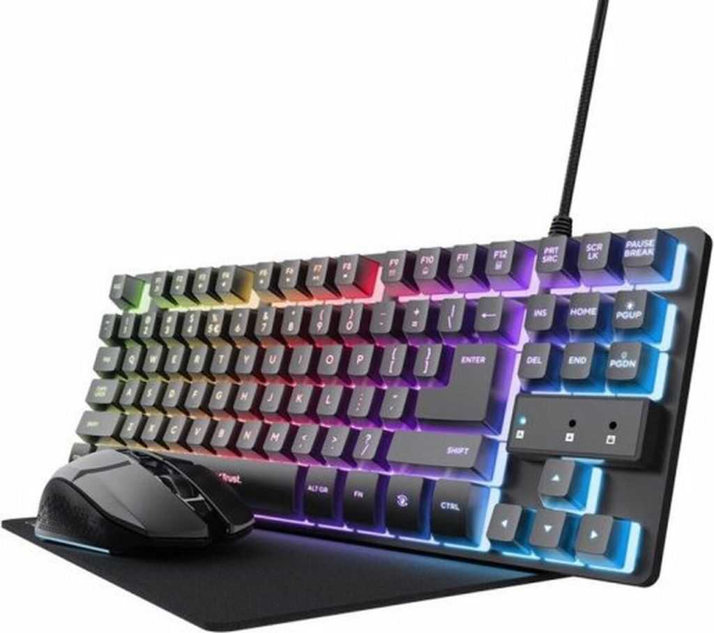 Tastatur und Gaming Maus Trust 25227 Qwerty Spanisch