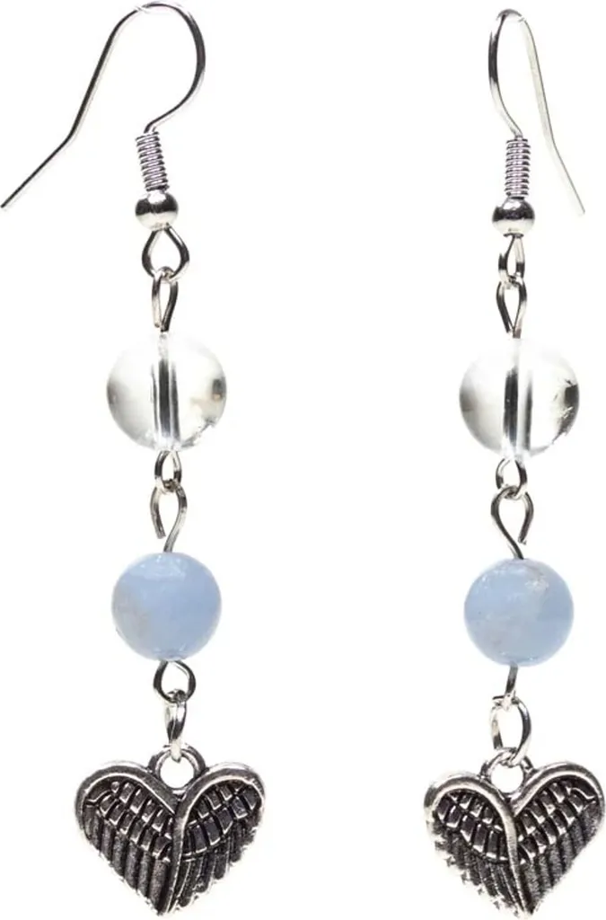 Boucles d'oreilles Anti-Irritation en Angélite et Cristal de Roche 0,8cm