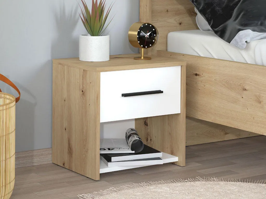 Table de Nuit Chêne Brun à Nœuds 42cm : Design Industriel et Praticité - 2