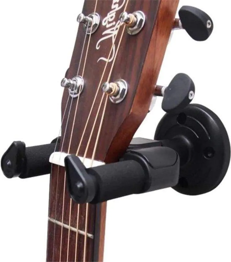 Support guitare mural avec auto-verrouillage et bras pivotant noir