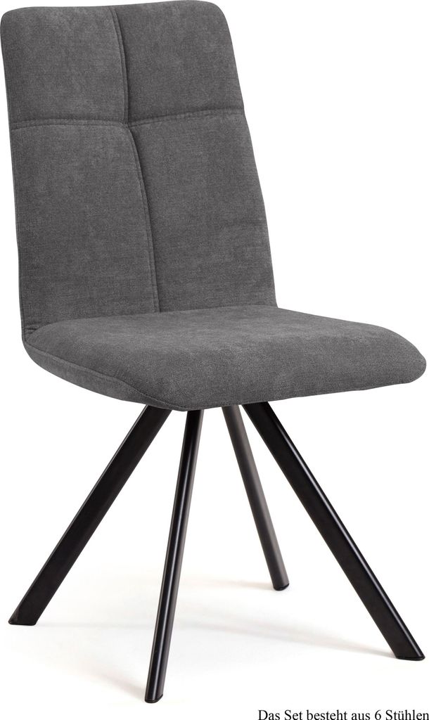Esszimmerstuhl (6er-Set) Davyd 47x92x60 Schwarz/Grau
