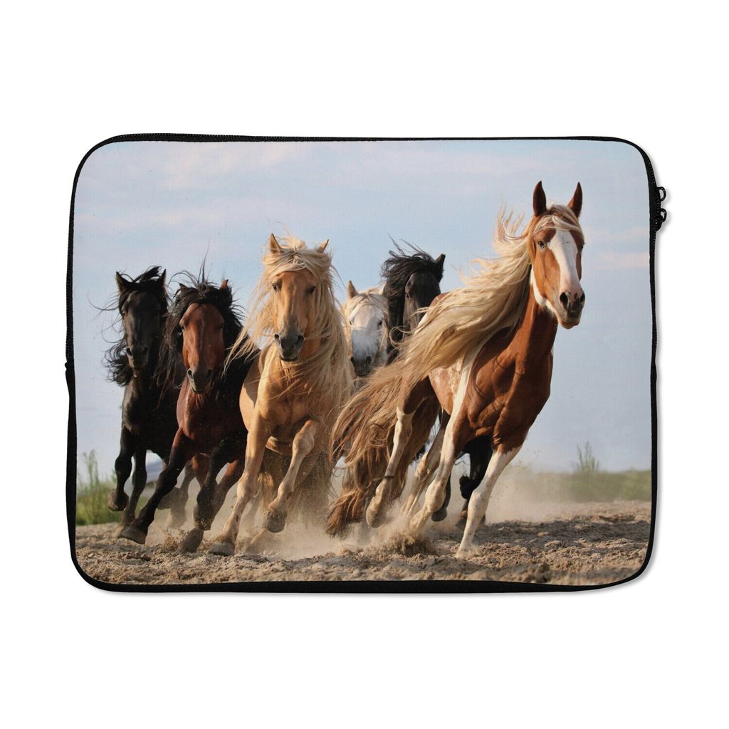 MuchoWow Laptop Hülle 14 ZollLaufende Pferde in der Mongolei Laptoptasche - Laptoptasche - Stoßsicher - Schutzhaube