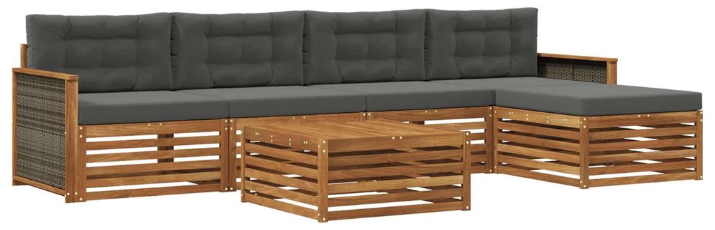 vidaXL Outdoor-Sofagarnitur mit Kissen 6 pcs Natur und Anthrazit