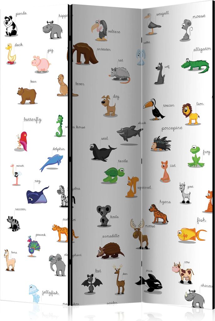 3-teiliger Doppelseitiger Vlies Paravent - animals (for children) 135x172 cm Für Kinder g-C-0175-z-b