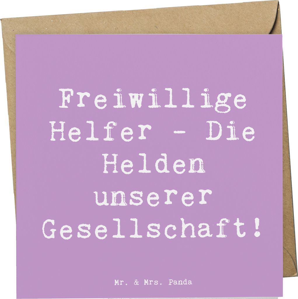 Mr. & Mrs. Panda faltkarte Spruch Freiwilliger Held - Lavendeltraum - Geschenk, anlasskarte, Engagement, Grußkarte, Wertschätzung, Freiwilligenar...