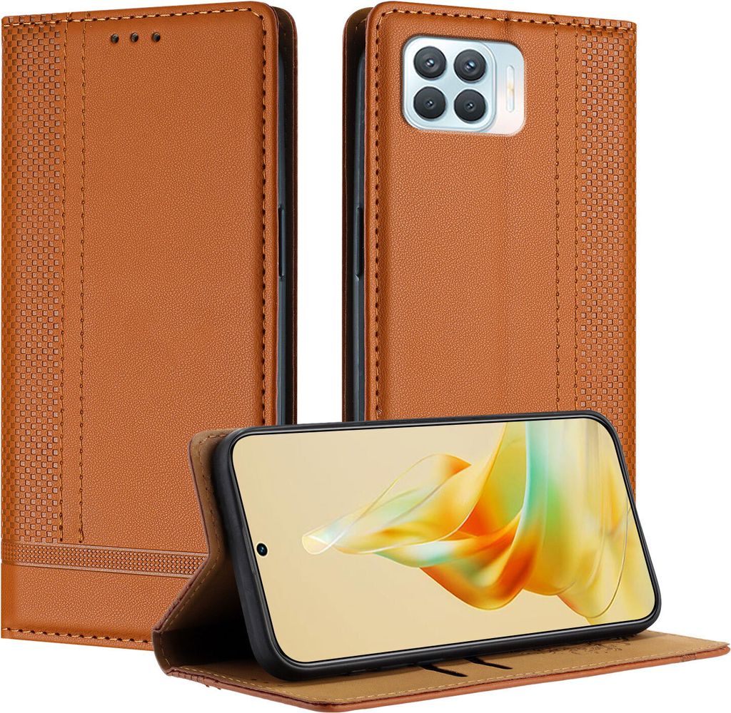 Handyhülle für OPPO A93 4G Leder Flip Klappbare Schutzhülle mit Standfunktion Braun