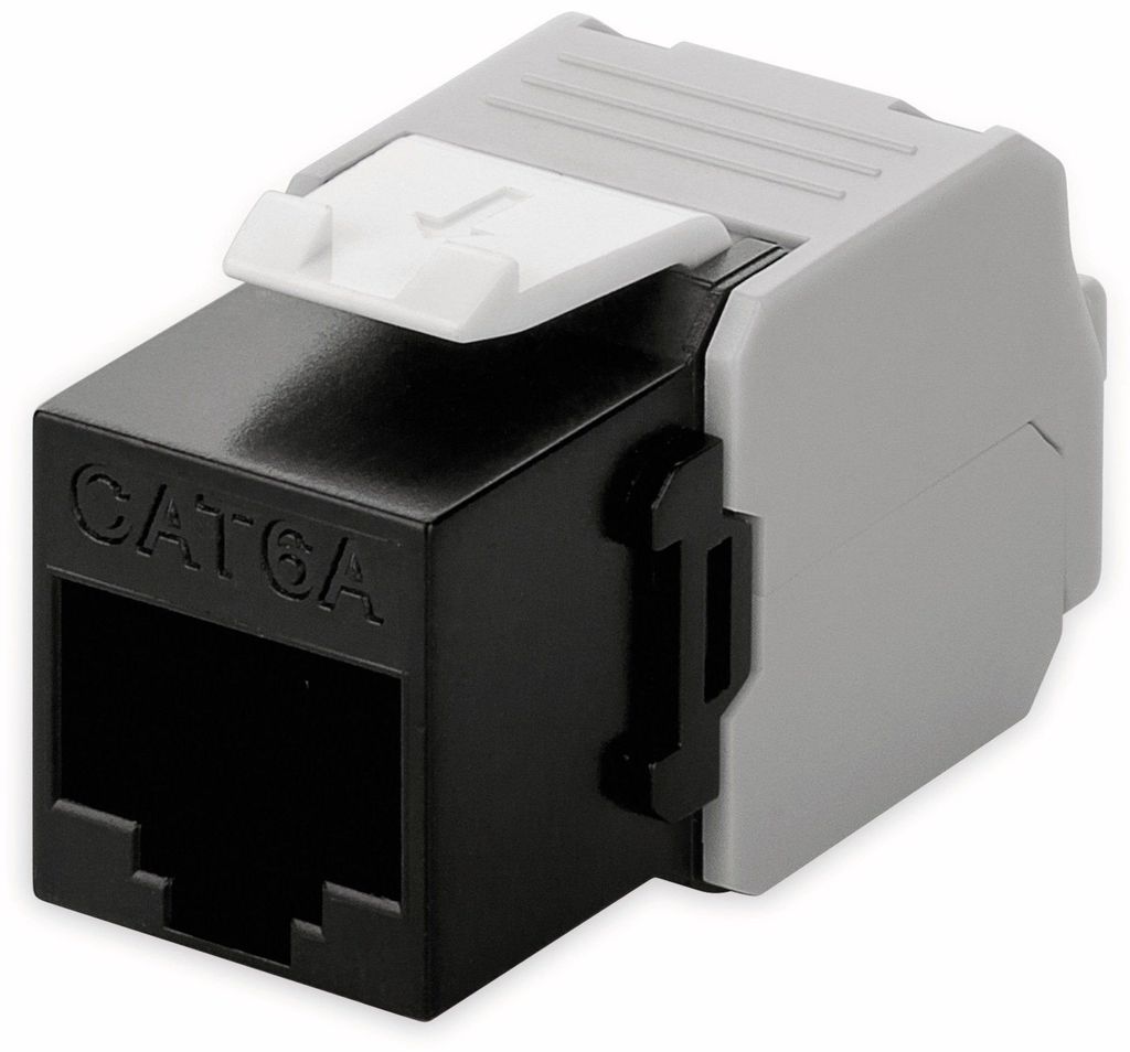 Goobay 90692 Keystone Modul RJ45 CAT 6?, UTP, Schwarz - 17,1 mm Breite, Krokodil-Typ, Klemmleiste für LSA Montage (werkzeugfrei)