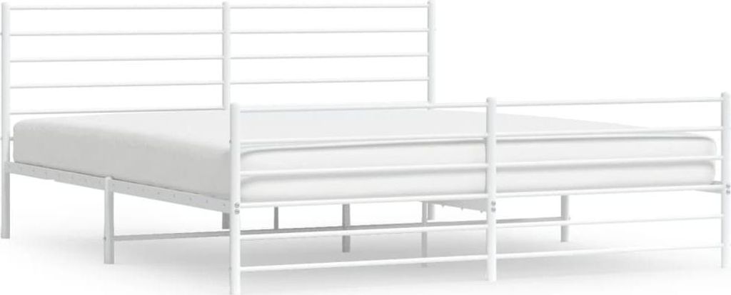 vidaXL Bettgestell mit Kopf- und Fußteil Metall Weiß 200x200 cm