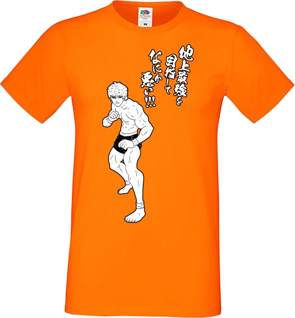 Herren T-Shirt Manga Anime Baki The Grappler 01 Baki The Grappler, Man L / Orange