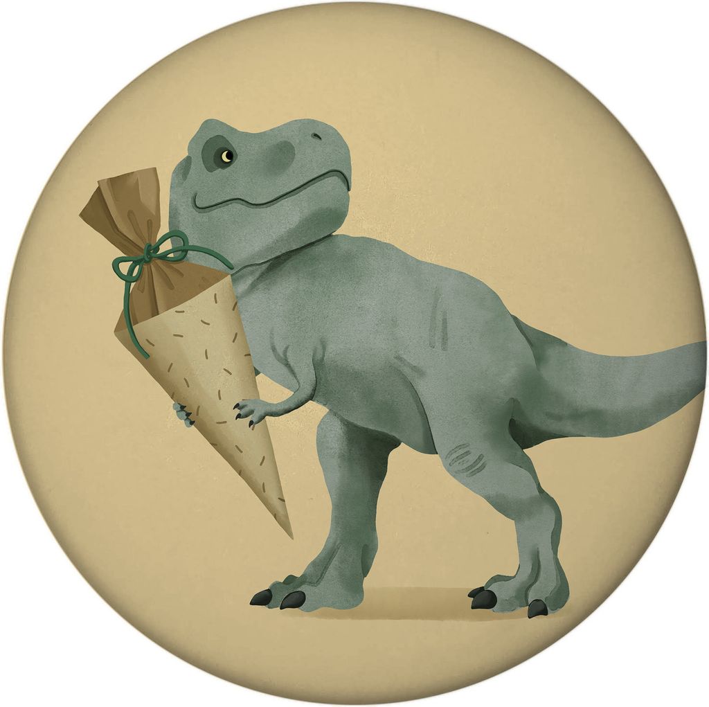 Dino mit Schultüte Magnet rund