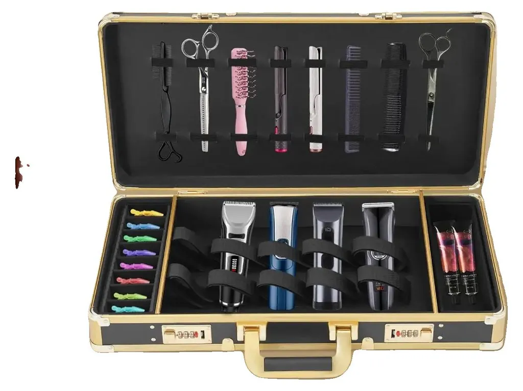 Tablette de coiffure portable aluminium et plateau anti-feu moderne