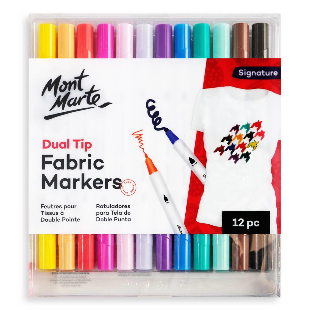 Mont Marte Textilmarker Set 12 Farben – Stoffmarker Dual Produktbild 