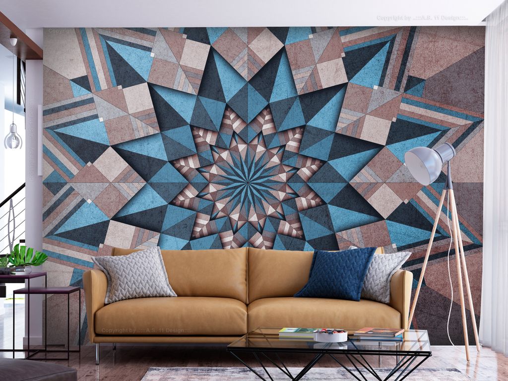 Vlies Fototapete Mandala 400x280 cm Tapeten Wandtapete XXL Ornament Orient geometrisch braun blau f-A-0693-a-b