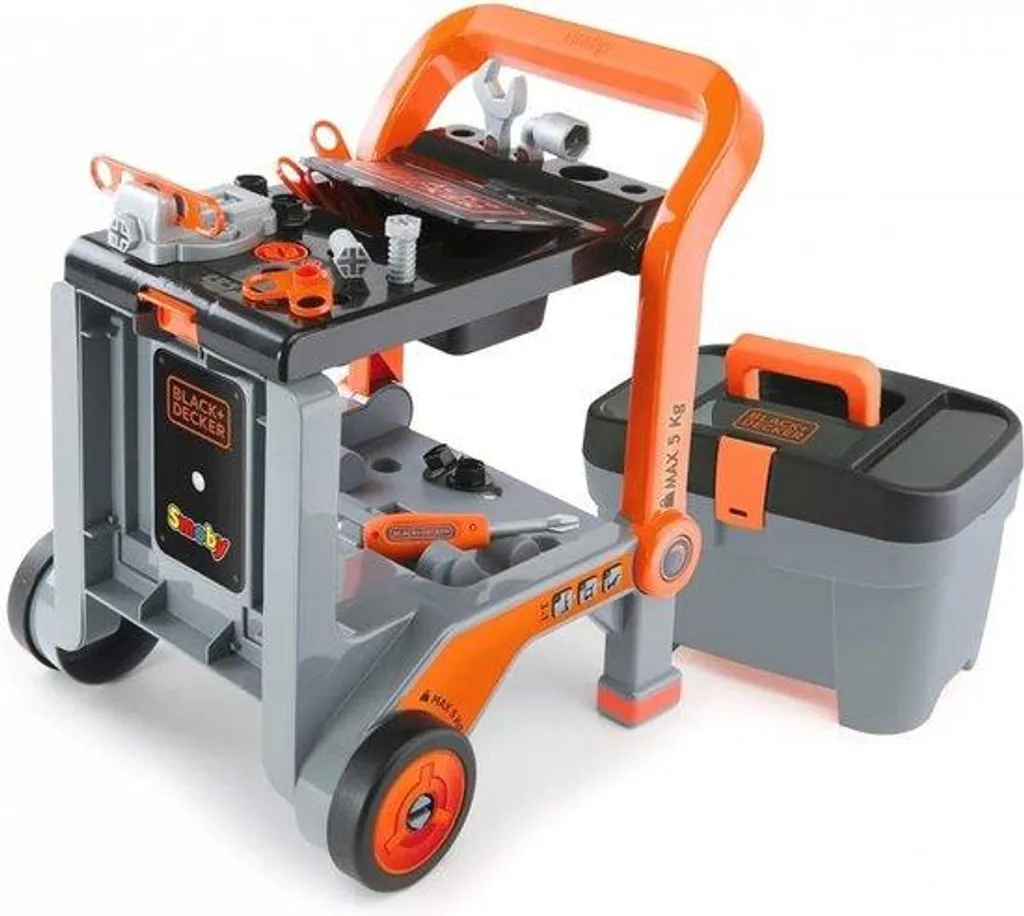 Établi 3-en-1 modulable avec boîte à outils et chariot pour enfant 3 ans