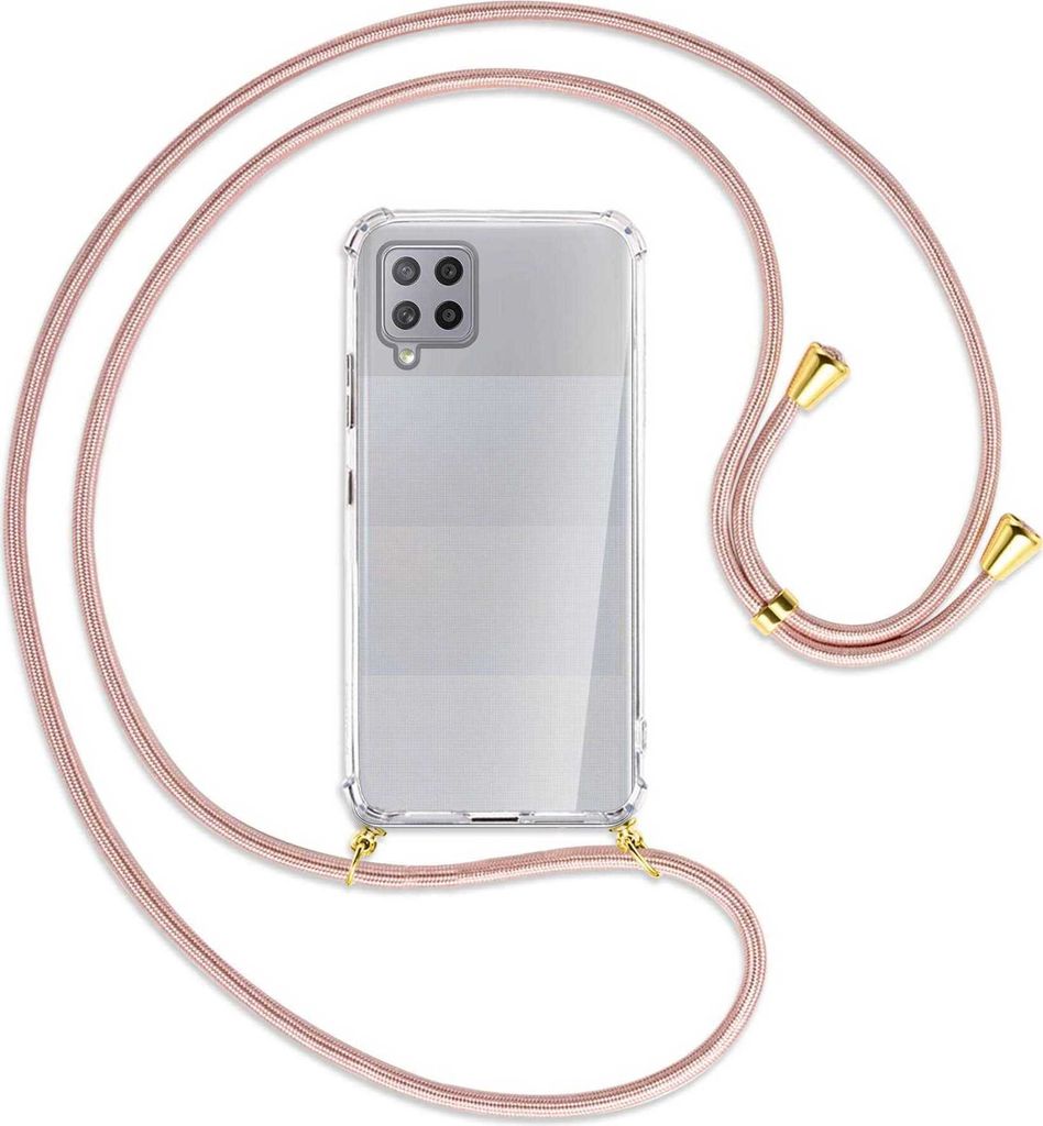 Handykette Backcover-Schutzhülle mit Band (Metall goldfarben) für Samsung Galaxy A42 5G - roségold